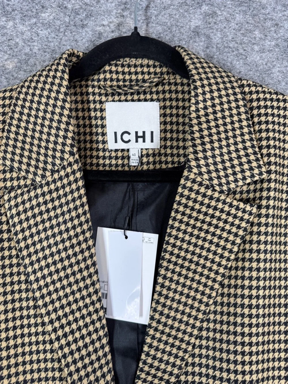 ICHI Houndstooth Blazer Jacket Size 40 Tailored Preppy Academia Oversized Fit - Picture 4 of 15